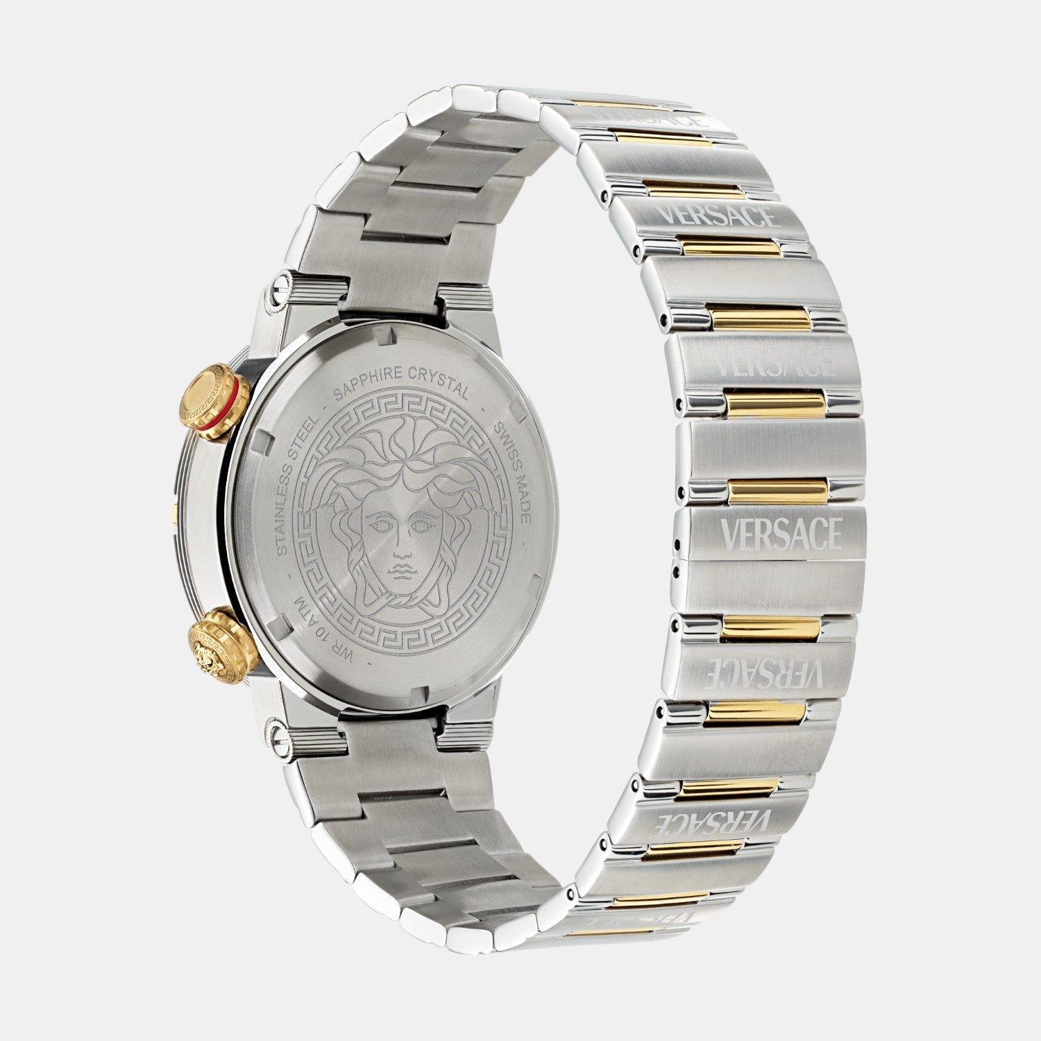 Greca Logo Diver Men Quartz Two Tone Dial Analog Stainless Steel Watch VE8G00424