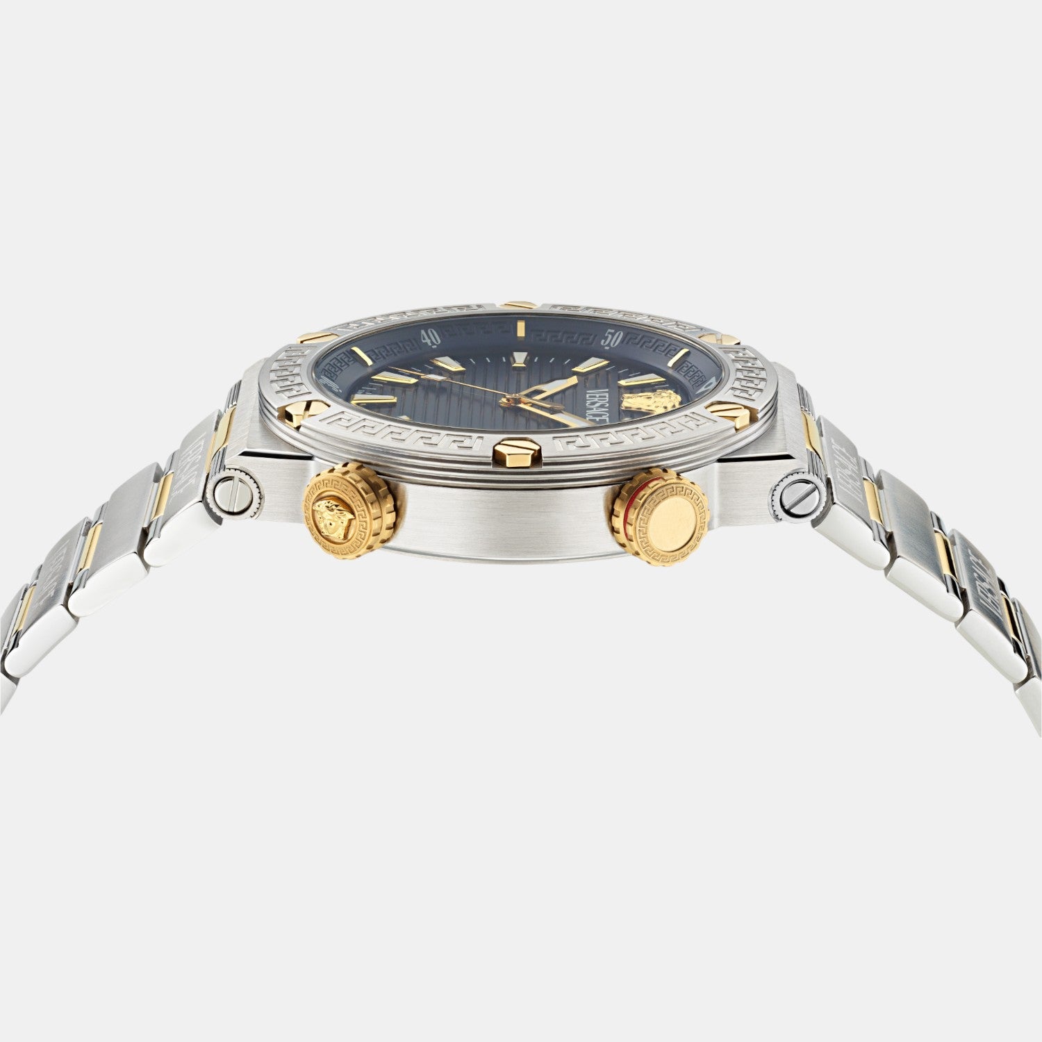 Greca Logo Diver Men Quartz Two Tone Dial Analog Stainless Steel Watch VE8G00424
