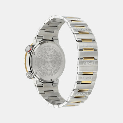 Greca Logo Diver Men Quartz Green Dial Analog Stainless Steel Watch VE8G00524