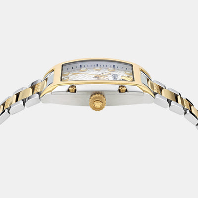 Dominus Women Quartz White Tonneau Dial Analog Stainless Steel Watch VE8K00424