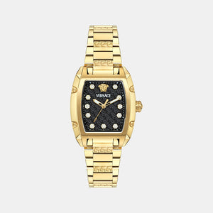 Dominus Women Quartz Black Rectangular Dial Analog Stainless Steel Watch VE8K00524
