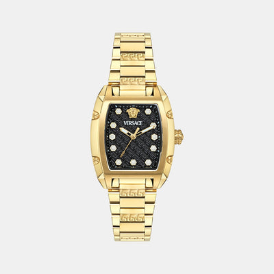 Dominus Women Quartz Black Rectangular Dial Analog Stainless Steel Watch VE8K00524