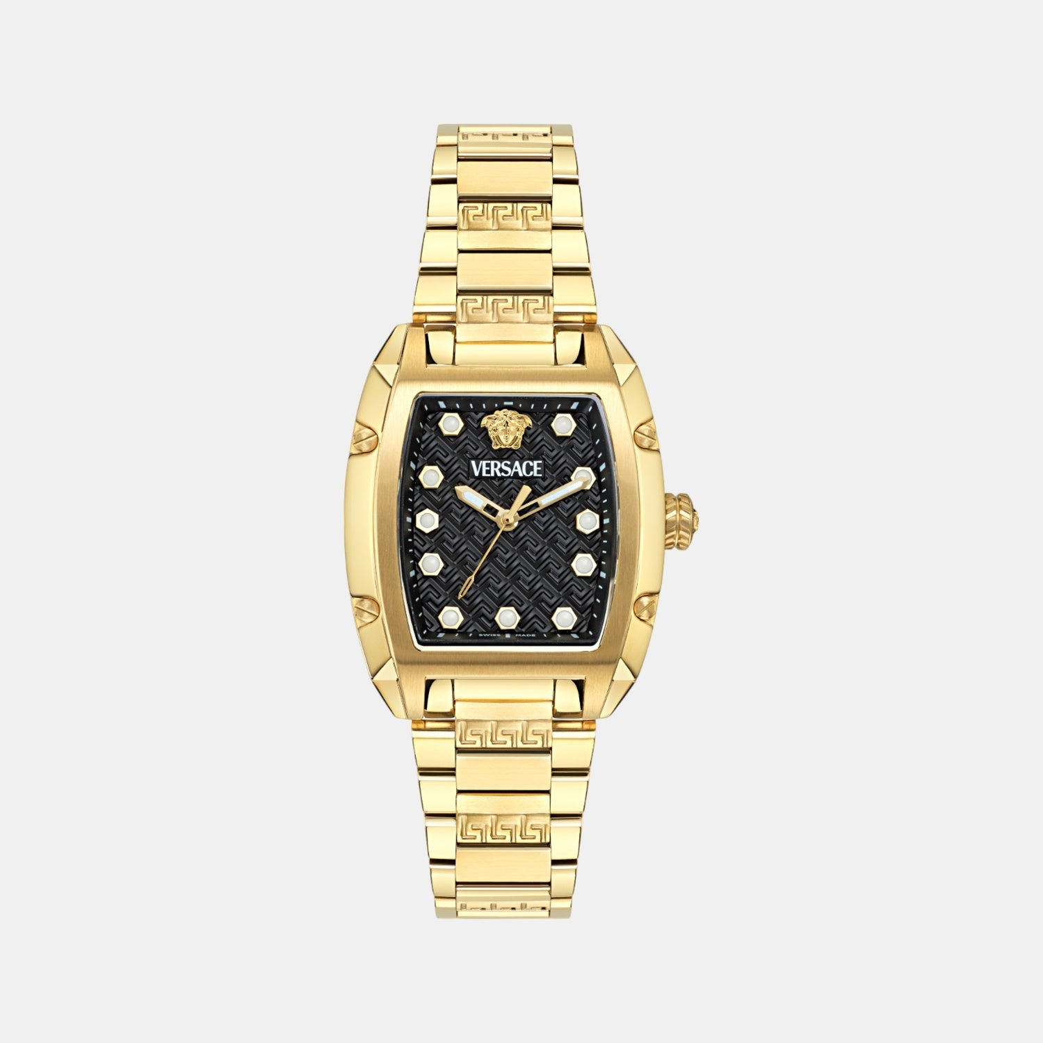 Dominus Women Quartz Black Rectangular Dial Analog Stainless Steel Watch VE8K00524