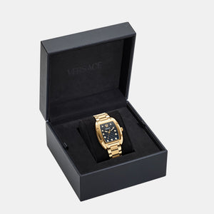 Dominus Women Quartz Black Rectangular Dial Analog Stainless Steel Watch VE8K00524