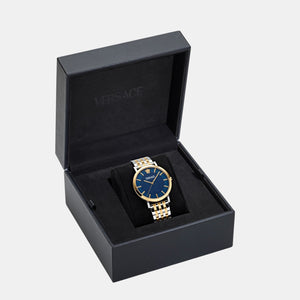 Greca Slim Men Quartz Blue Dial Analog Stainless Steel Watch VE8Q00424