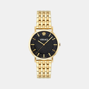Greca Slim Men Quartz Black Dial Analog Stainless Steel Watch VE8Q00524