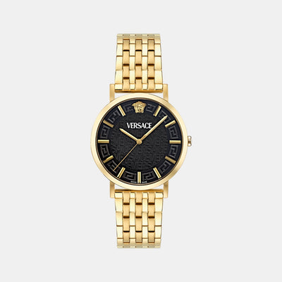 Greca Slim Men Quartz Black Dial Analog Stainless Steel Watch VE8Q00524