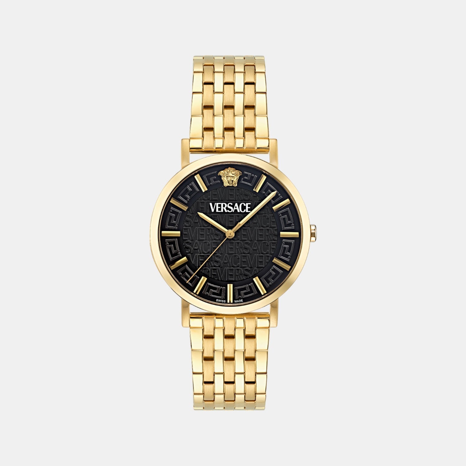 Greca Slim Men Quartz Black Dial Analog Stainless Steel Watch VE8Q00524