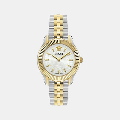 Greca Time Women Quartz Silver Dial Analog Stainless Steel Watch VE9CA0224