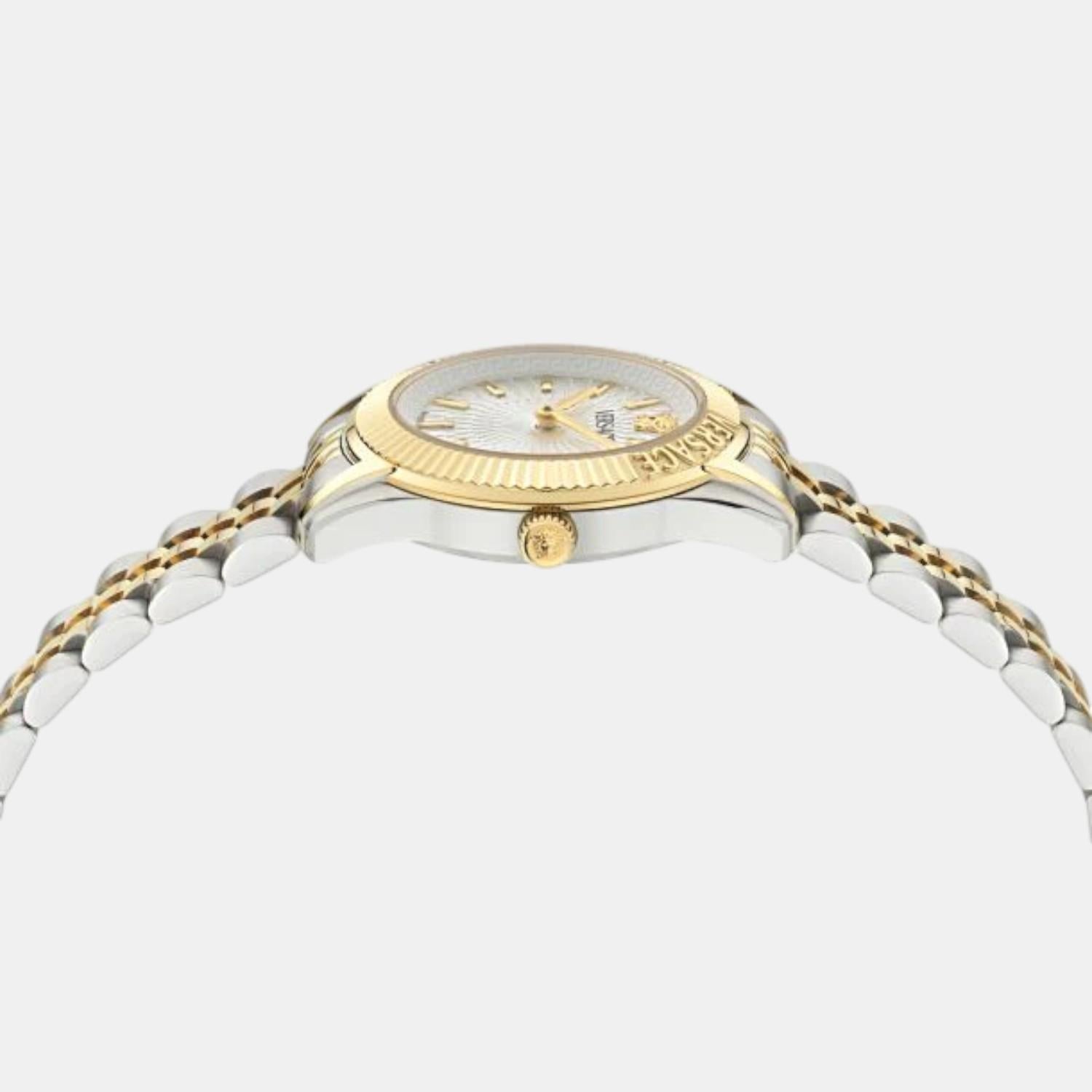 Greca Time Women Quartz Silver Dial Analog Stainless Steel Watch VE9CA0224