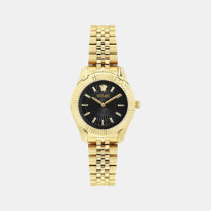 Greca Time Women Quartz Black Dial Analog Stainless Steel Watch VE9CA0424