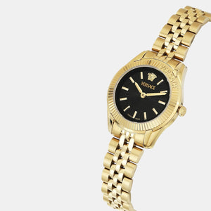 Greca Time Women Quartz Black Dial Analog Stainless Steel Watch VE9CA0424