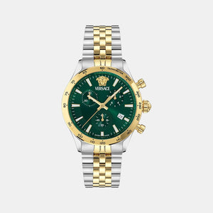 Helleny.CHR.Petite Men Quartz Green Dial Analog Stainless Steel Watch VECFA0224