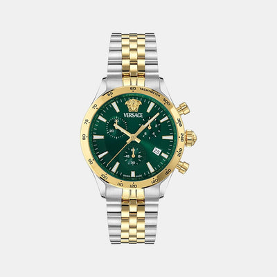 Helleny.CHR.Petite Men Quartz Green Dial Analog Stainless Steel Watch VECFA0224