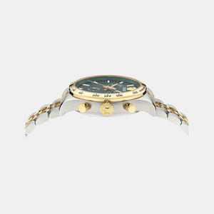 Helleny.CHR.Petite Men Quartz Green Dial Analog Stainless Steel Watch VECFA0224
