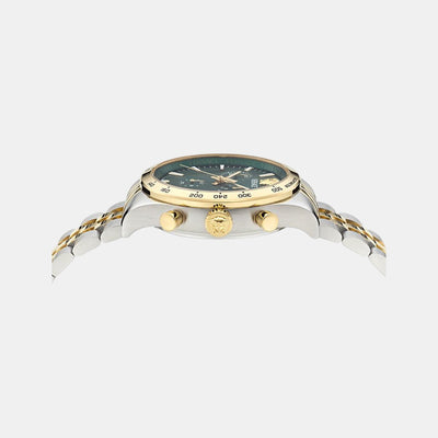 Helleny.CHR.Petite Men Quartz Green Dial Analog Stainless Steel Watch VECFA0224