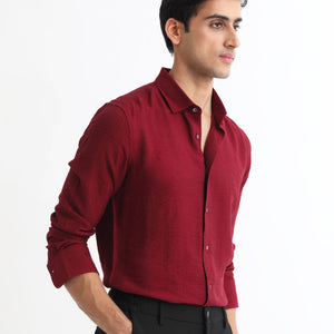 Rare Rabbit Men's Vagen Red Viscose Nylon Fabric Full Sleeves Checks Shirt