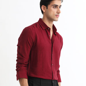 Rare Rabbit Men's Vagen Red Viscose Nylon Fabric Full Sleeves Checks Shirt
