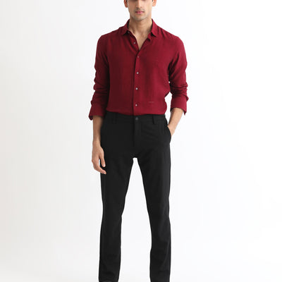 Rare Rabbit Men's Vagen Red Viscose Nylon Fabric Full Sleeves Checks Shirt