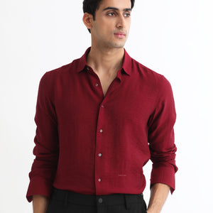 Rare Rabbit Men's Vagen Red Viscose Nylon Fabric Full Sleeves Checks Shirt
