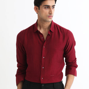 Rare Rabbit Men's Vagen Red Viscose Nylon Fabric Full Sleeves Checks Shirt