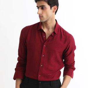 Rare Rabbit Men's Vagen Red Viscose Nylon Fabric Full Sleeves Checks Shirt