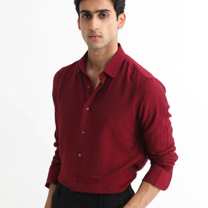 Rare Rabbit Men's Vagen Red Viscose Nylon Fabric Full Sleeves Checks Shirt
