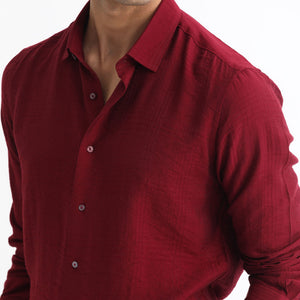 Rare Rabbit Men's Vagen Red Viscose Nylon Fabric Full Sleeves Checks Shirt