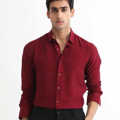Rare Rabbit Men's Vagen Red Viscose Nylon Fabric Full Sleeves Checks Shirt