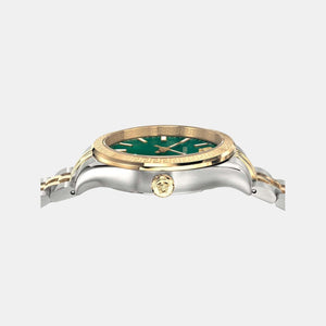 Hellenyium Women Quartz Green Dial Analog Stainless Steel Watch VEHU00420