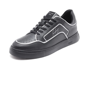 Rare Rabbit Men Veron Black Genuine Leather Dual Tone Low-Top Lace-Up Shoes