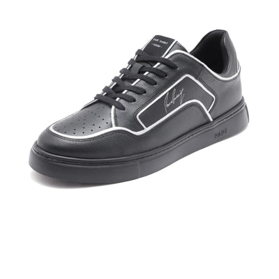 Rare Rabbit Men Veron Black Genuine Leather Dual Tone Low-Top Lace-Up Shoes