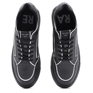 Rare Rabbit Men Veron Black Genuine Leather Dual Tone Low-Top Lace-Up Shoes