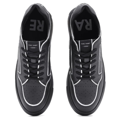 Rare Rabbit Men Veron Black Genuine Leather Dual Tone Low-Top Lace-Up Shoes