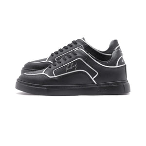 Rare Rabbit Men Veron Black Genuine Leather Dual Tone Low-Top Lace-Up Shoes