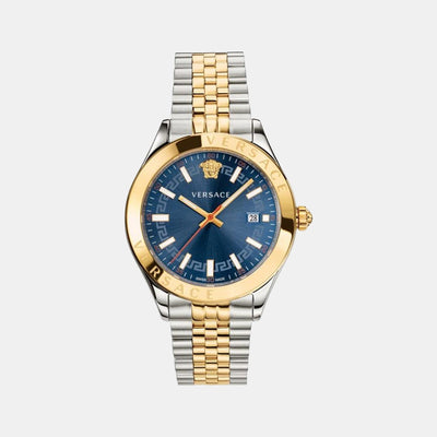 Hellenyium Men Quartz Blue Dial Analog Stainless Steel Watch VEVK00520
