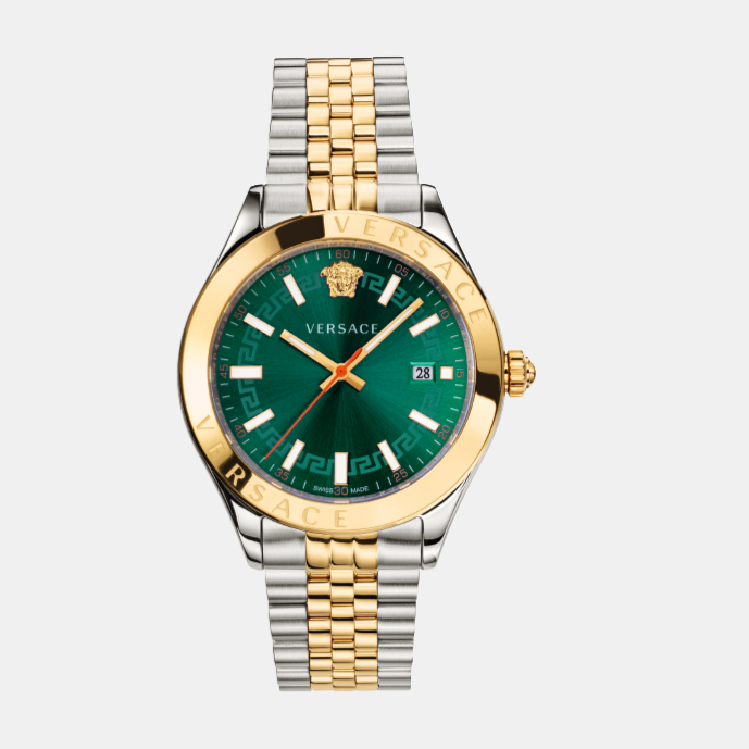 Hellenyium-VK Men Quartz Green Dial Analog Stainless Steel Watch VEVK00620