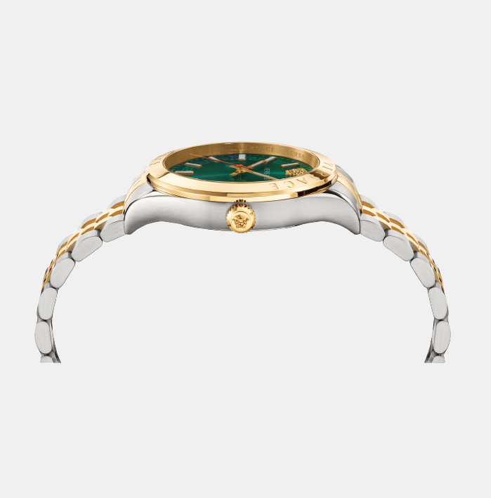 Hellenyium-VK Men Quartz Green Dial Analog Stainless Steel Watch VEVK00620