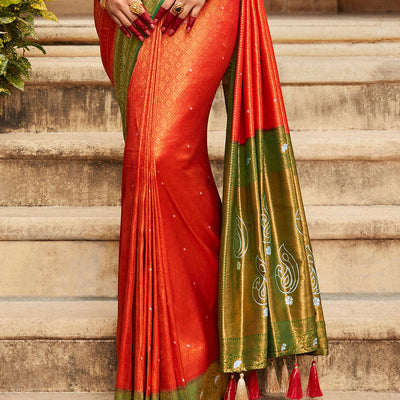 Red And Green Kanjivaram Saree