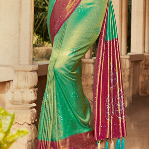 Green And Brown Kanjivaram Saree