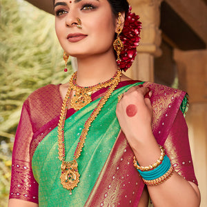 Green And Brown Kanjivaram Saree