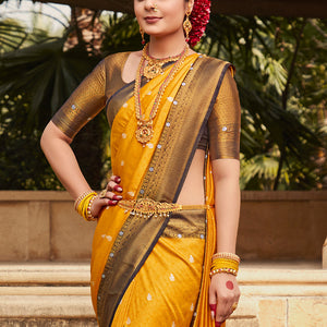Orange And Blue Kanjivaram Saree