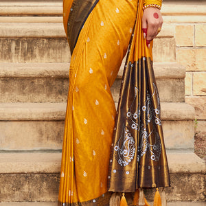 Orange And Blue Kanjivaram Saree