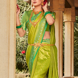 Slime Green Kanjivaram Saree