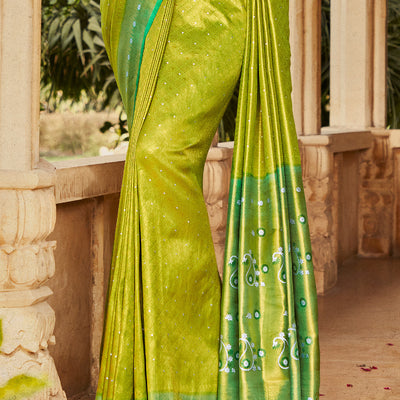 Slime Green Kanjivaram Saree