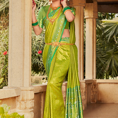 Slime Green Kanjivaram Saree