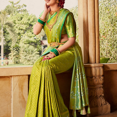 Slime Green Kanjivaram Saree