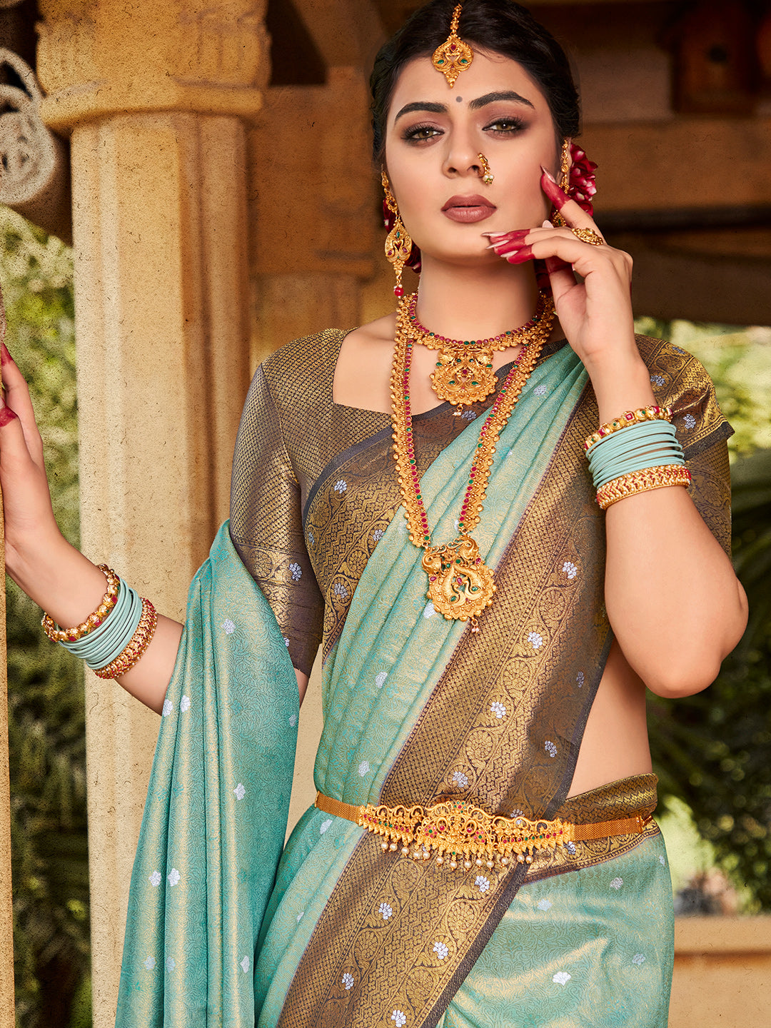 Sky Blue Kanjivaram Saree