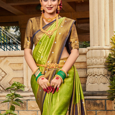 Green And Blue Kanjivaram Saree