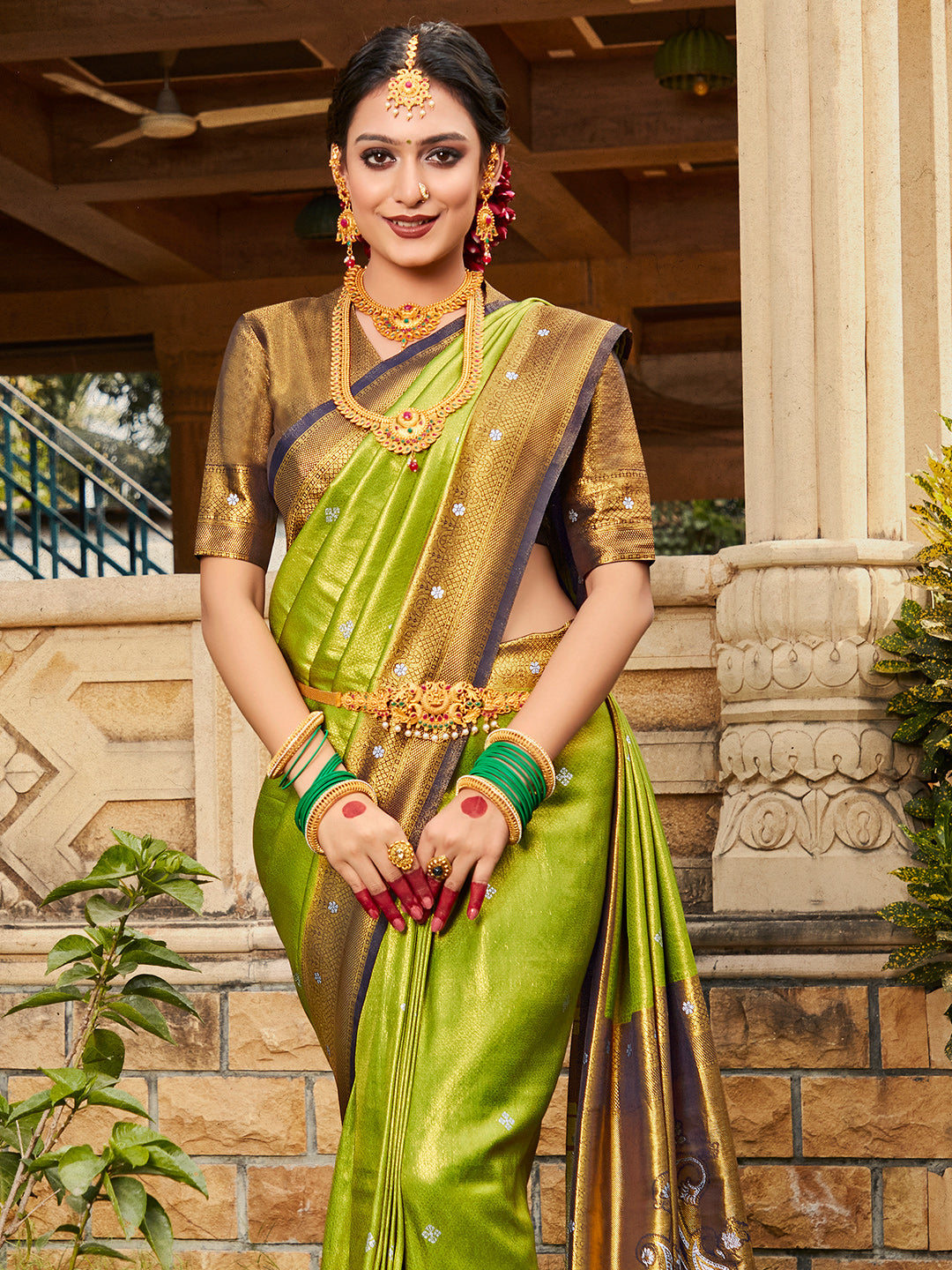 Green And Blue Kanjivaram Saree